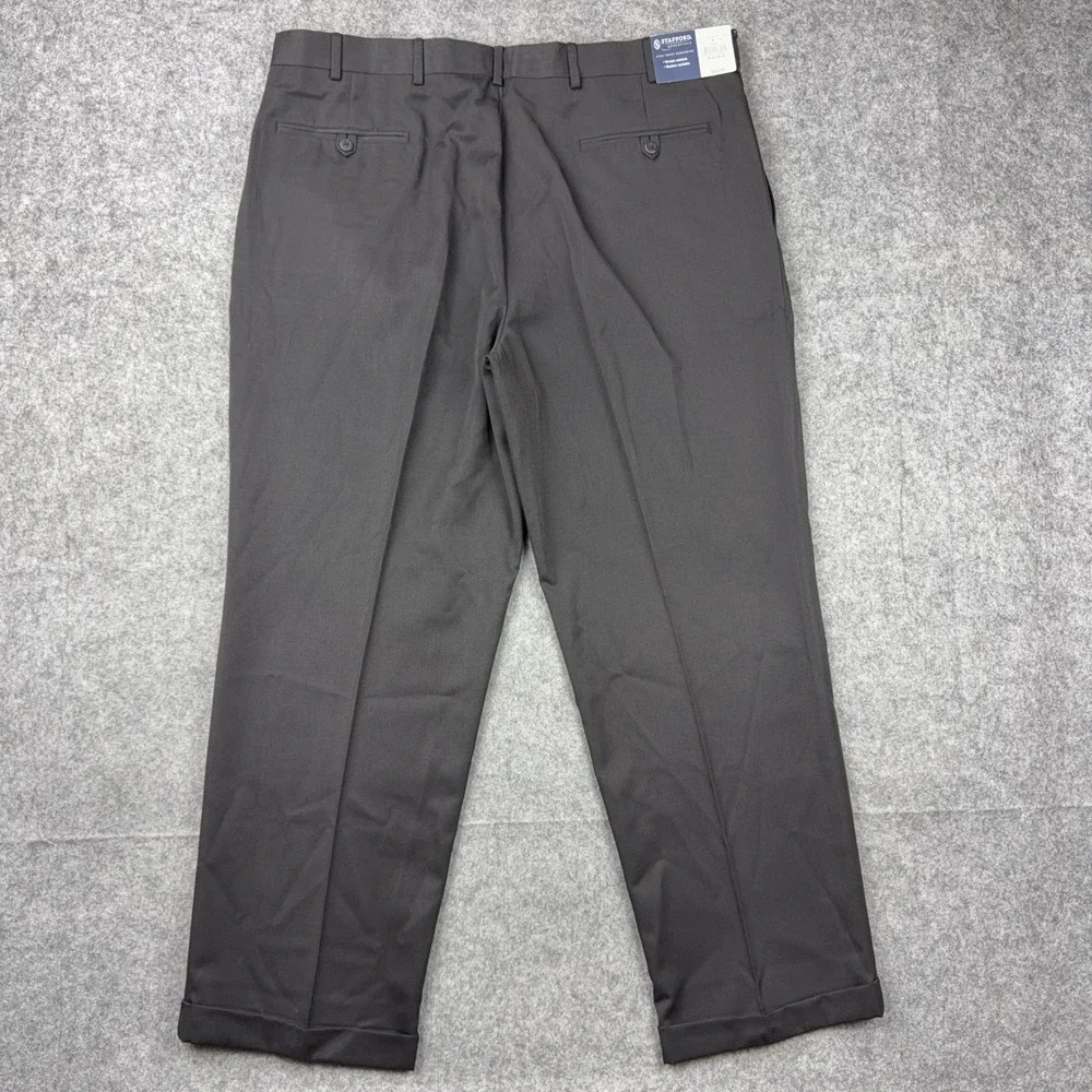 Stafford Dress Pants Mens 40x30 Black Essentials Classic Fit Gabardine NEW